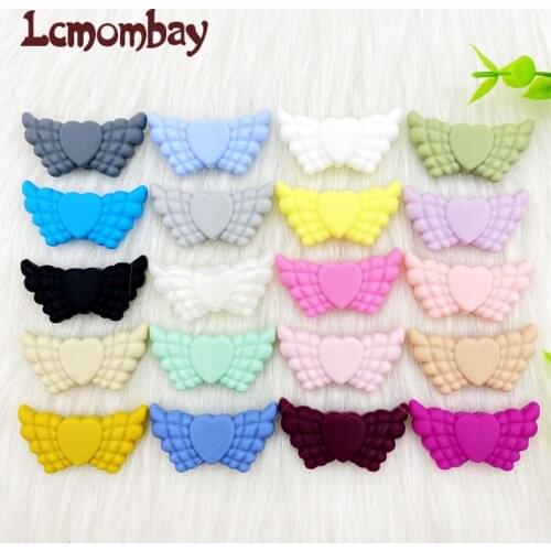 10PCS BPA Free Angel Wing silicone Beads Baby Teethers Food Grade Baby Teething Toys For Pacifier Chain Necklace DIY Accessorie