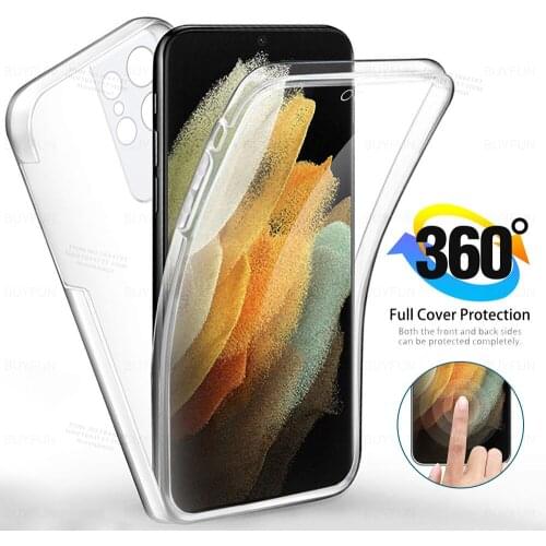 Case For Samsung Galaxy S21 Ultra Double Side Silicone TPU Transparent Coque for samsung s21 s20 plus ultra fe Soft cover coque