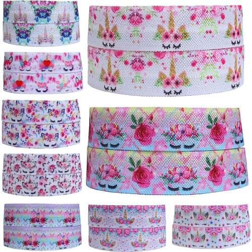 FLRA ElasticFLRA RIBBON unicorn face printed fold over elastic headband