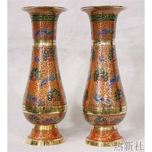 India imported Japanese bronze Pakistan orange flower flower vase handicrafts, home furnishings