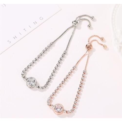 KaiMin 2021 Fashion Simple Trendy Classic Lover Bracelets For Women Rose Gold Silver Color Rhinestone Bracelet Cuff Jewelry Gift