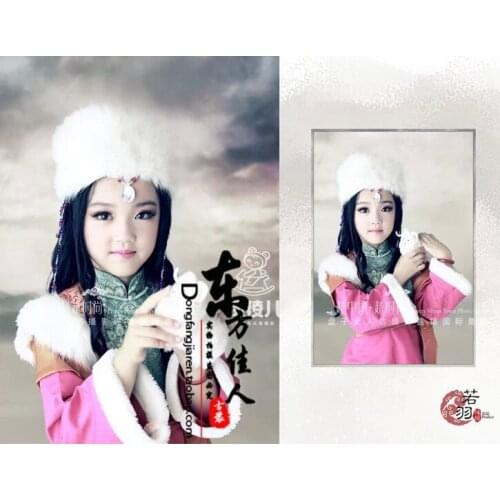 Ruo Yu Minority Group Tibetan Kids' Performance Costume Lovely Kids Photo House Costume Full Set with Hat