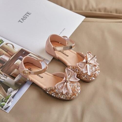 Summer New Girls Sandals 2021 New Lovely Bow Sequins Princess Shoes Little Girls Sandals Kids Shoes Childrens Sandals E965