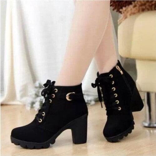 Fashion British Style High Heel Thick Heel Women Boots Short Boots Women Short Boots Martin Boots Single Boots Women Boots Women