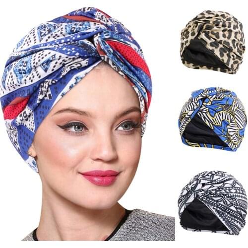 Muslim Satin Linned Twist Turban For Women Stretch Hijab Scarf Indian Cap Turbante Mujer Headscarf Hat Femme Musulman headwrap