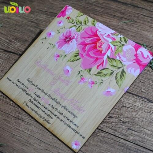 Latest wedding favor bulk sale elegant bamboo wood wedding invitation card and engagement card