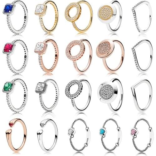 NEW 100% Authentic 925 Sterling Silver 20 Style Stackable Party Stars Rings For Women Original Silver Brand Jewelry Gift