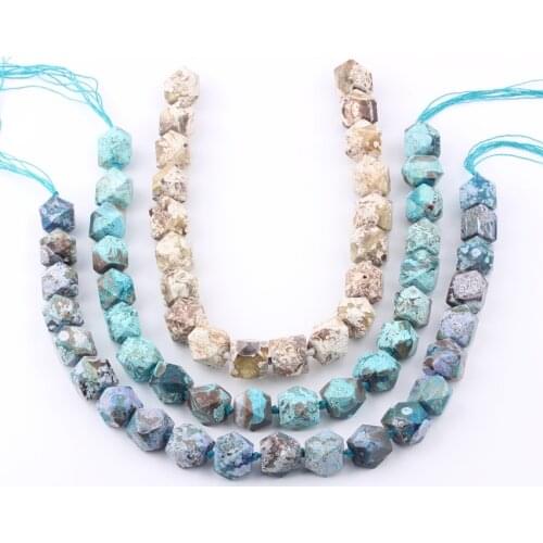 Approx 20PCS/Strand,Natural Ocean Agates Stone Faceted Chunky Loose Beads Pendant,Drilled Agates Nugget Spacer Beads Findings