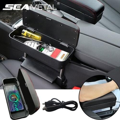 Car Armrest Car Seat Organizer Storage Box with Wireless Charge Storage Pocket Auto Interior Accessories Arm Rest Gift USB Line