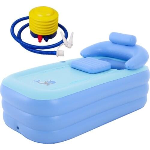 Durable PVC Inflatable Bathtub 160x84x64cm Bath Tub Armrest Hot Tub