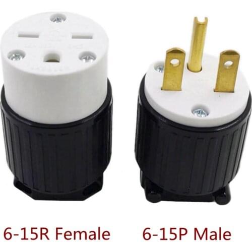 US Industrial Connector American Nema 6-15P Male Plug 6-15R Female Socket Self-wiring Connector For Power Cord 15A 250V