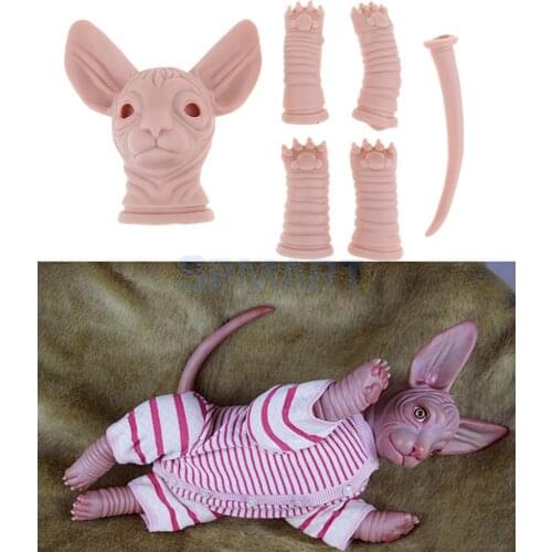 Real Touch Silicone 18inch Reborn Kits Sphynx Cat Limb Mold Realistic Cat Model Doll Unpainted DIY Handwork