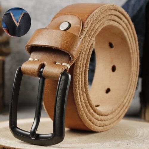 New Men Belt Top Layer Leather Casual High Quality Belt Vintage Design Pin Buckle Genuine Leather Belts For Men Original Cowhide