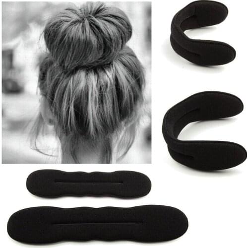 Sponge Black Hair Styling Donut Bun Curler Maker Ring Magic Foam Donut Twist Tool Hair Clip Two size 17.5cm & 22.5cm
