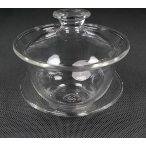 "KingTeaMall" Glass Teaware Gaiwan with Capacity of 80ml, 120ml for China Gongfu Tea