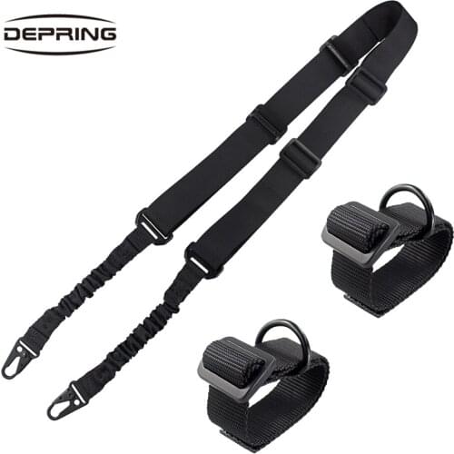 Tactical Hunting 2 Points Heavy Duty Rifle Shotgun Sling Strap Adjustable Gun Shoulder Sling with 2 ButtStock Sling Adapter