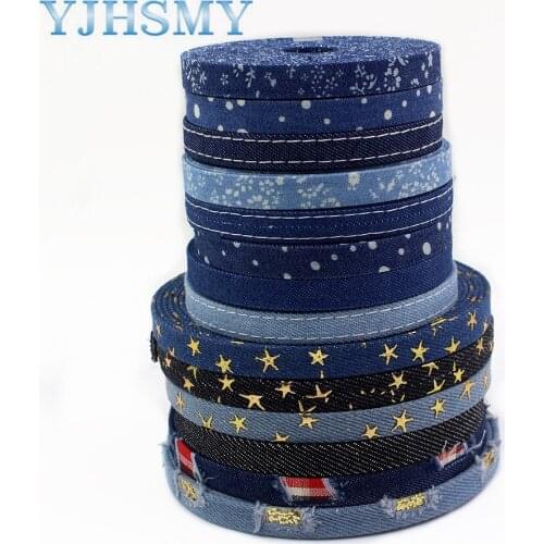 YJHSMY I-19413-983,3/8''(10mm),5yards jumper denim series fabric,tape crafts bow cap accessories and DIY Handmade decorations