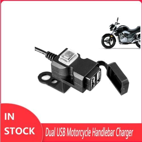Waterproof Dual USB Port 9V-24V Motorbike Motorcycle Handlebar Charger Adapter Power Supply Socket Motos For Phone Mobile