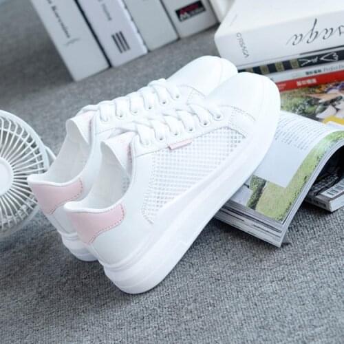 Women Casual Shoes Fashion Breathable Walking Mesh Lace Up Flat Shoes Sneakers Women Tenis Feminino White Vulcanized Shoes459