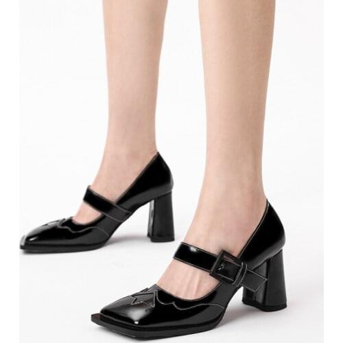 2021 fashion Square Toe Platform Pumps Mary Janes Shoes Women Chunky Block High Heel Ladies Rome Comfortable Female Sandals