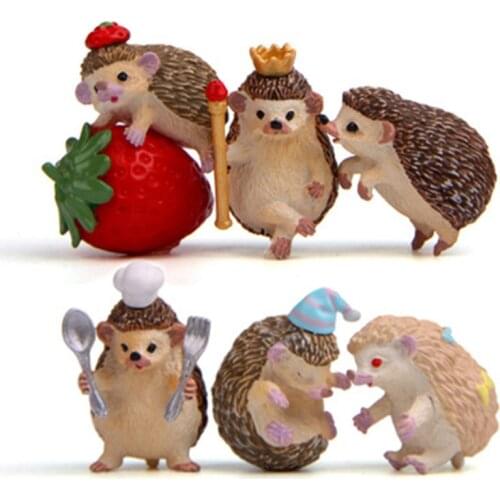 ZOCDOU 1 Piece Cute Hedgehog Small Statue Little Figurine Crafts Figure Ornament Miniatures