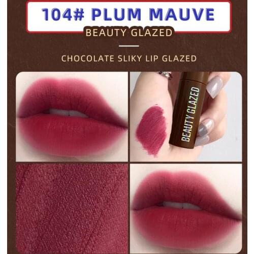 12 Color Beauty Glazed Chocolate Fog Surface Matte Lip Gloss Natural Long Lasting Moisturizing No Fading Non-stick Velvet Lip