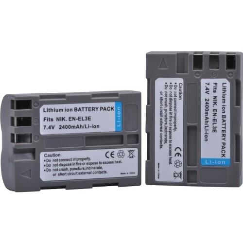 2Pcs EN-EL3e ENEL3e Battery (2400mAh) for Nikon EN EL3e, D700 D70S D80 D90 D50D300S D300 D100 D200