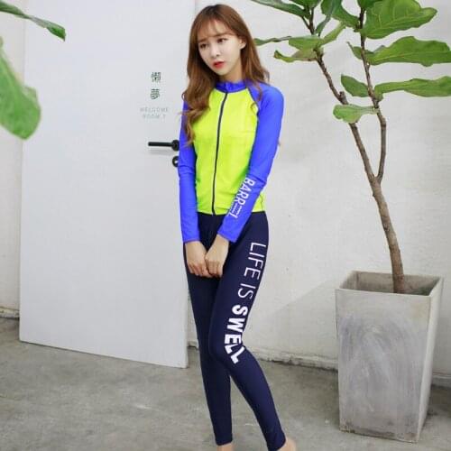2017 Korea Sunscreen Sports Swim Suits Women Summer Beach Swimwear Rashguard Long Sleeve Diving Swimsuit Rash Guards 4 Pcs/Set