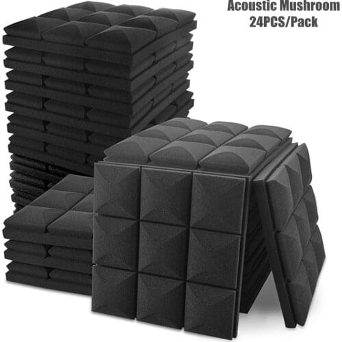 24Pcs Mixed Acoustic Foam Panels Mushroom Style Sound Absorption Sponge Pad Soundproof Foam High Density Wedge Tiles with Tapes