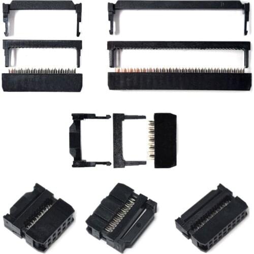 5PCS FC-6/8/10/12/16/20/30/40/50Pin IDC Socket Pin Dual Row Pitch 2.54mm IDC Connector Cable Socket Plug Ribbon Cable Connector