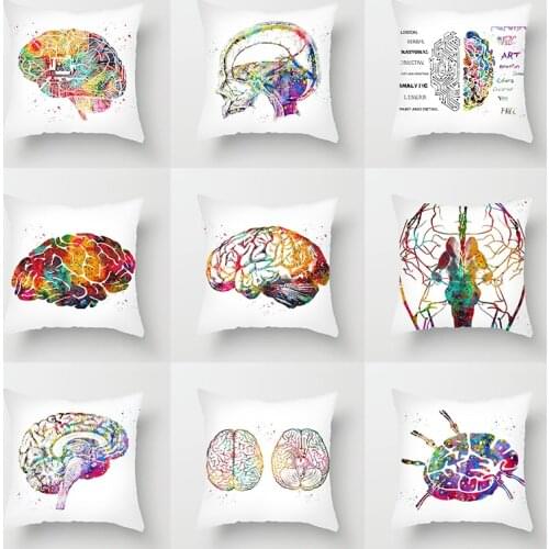 Watercolor medicine brain structure Pillow Case Home Decorative Cushions Throw Pillow for Car nordique velvet cushion cushions