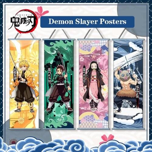Anime Demon Slayer Hanging Poster Prints Scroll Kimetsu No Yaiba Kochou Shinobu Kanroji Poster Hippie Wall Picture Home Decor