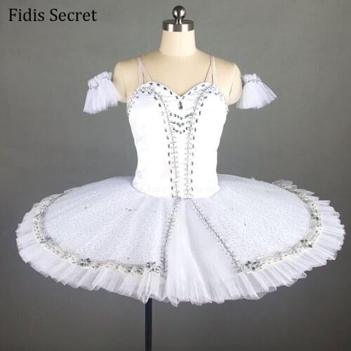 Swan White Professional Classical Pancake Ballet Tutu Overlay,Girls Ballerina Stage Performance/Competition Stage Dance Costumes