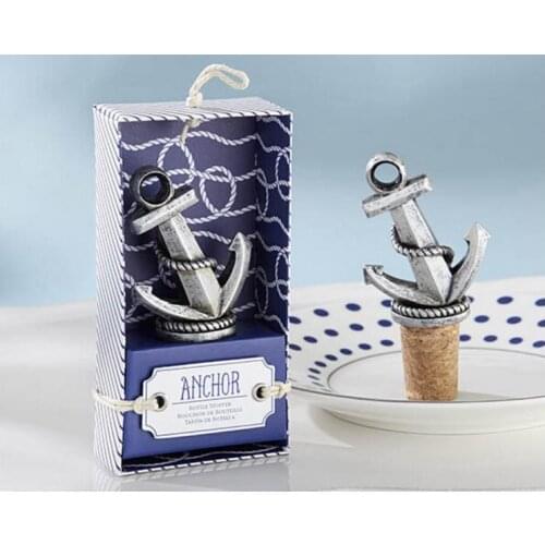 Free Shipping Wedding Party Supplies "Nautical" Anchor Wine Bottle Stopper Pourer