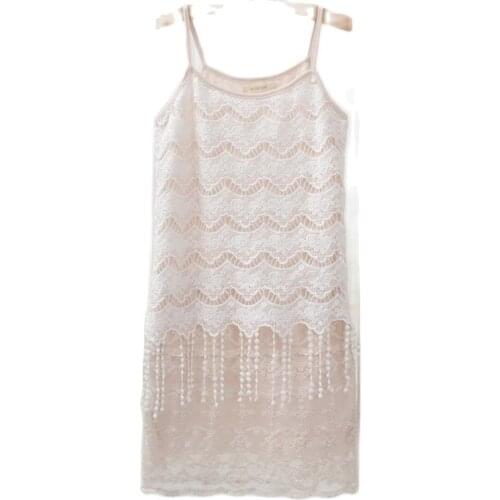 Strapless dress lace robe de plage crochet floral embroidery lace tunic cotton linen hippie boho lolita mori girl vestidos retro