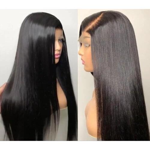 Natural Hairline Black Color Silky Straight With Baby Hair Glueless Lace Front Wig Daily Wig For Black Women 180% Density