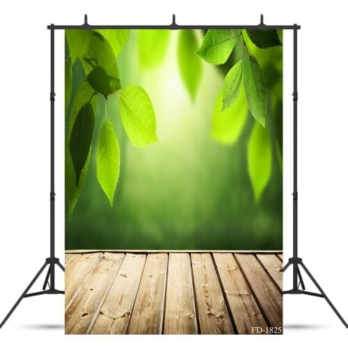 Green Leaves Photography Background Wooden Floor Backdrops For Photo Shoot Children Baby Vinyl Cloth Photo Backdrop Photo Studio