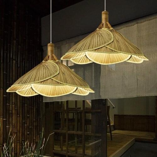 Chinese Led Chandelier Creative Lamp Folding Fan Lamp Tea Room Home Stay Bedroom Study Tea Room Retro Bamboo Light Fixture
