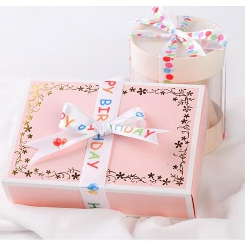 Happy Birthday Cake Ribbon Birthday Blessing Pattern Colorful Balloon Pattern Printed Grosgrain Satin Ribbon