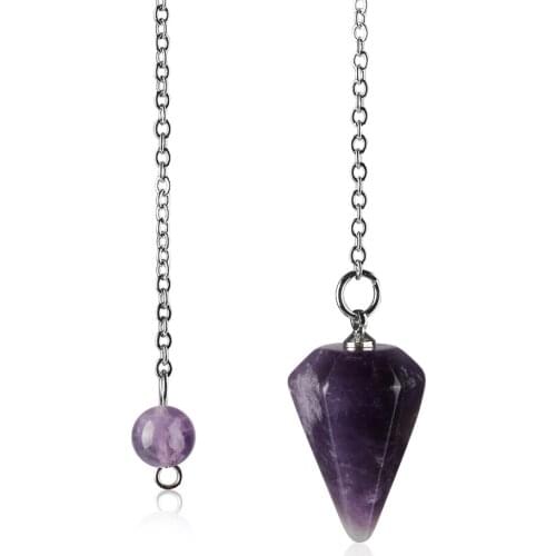 Small Size Reiki Pendulum Natural Stone Amulet Healing Crystal Pendant Meditation Hexagonal Pendulums for Men Women Jewelry