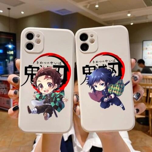 Cute Japan Anime Demon Slayer white TPU soft phone Case For Iphone 11pro 12 Pro max 7 8 Plus XR XS Max SE2020 Phone Cover Coque