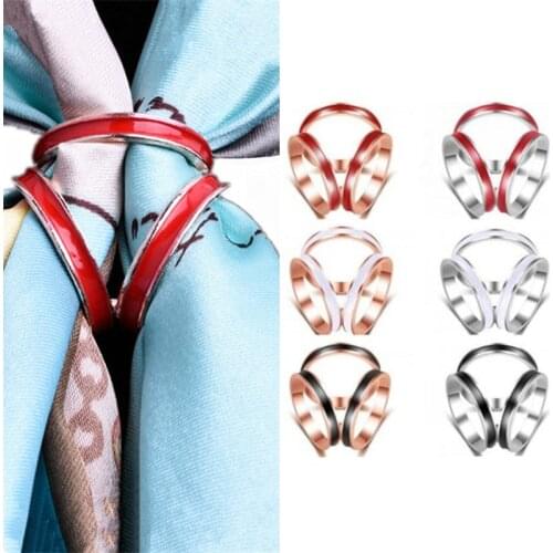 Fashion Woman Clothes Accessories Tricyclic Scarves Buckle Silk Scarf Brooches Shawl Buckle Holder Jewelry Gift Bijoux collar