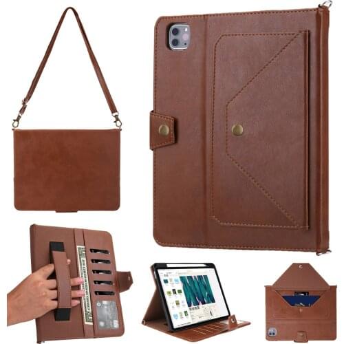 Tablet Shoulder Cover for iPad Pro 12.9 Inch Case Handstrap Leather Case Flip Wallet Smart Cover For iPad Pro 2021 With Pen Slot