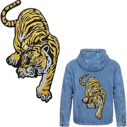 Fashion Big Tiger Back Patch on Clothing Vintage Iron on Patches for Clothes Appliques Punk Print on T-shirt DIY Applications