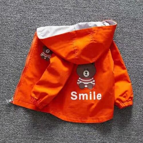 New Autumn Windbreaker Kids Jacket Boys Cute cotton Baby Outerwear Coats Girls Kids Hooded Children Clothing