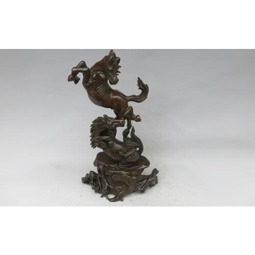 Very rare Ming Dynasty copper horse statue,horse jump,free shipping