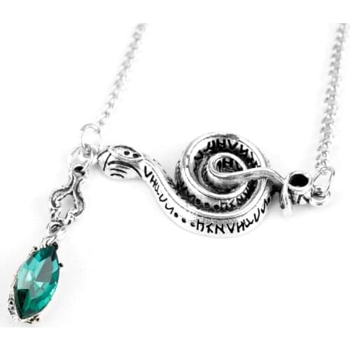 Movie Necklaces Snake Symbol Pendant Necklaces Voldemort Theme Jewelry Cute Enamel Gifts for Party Trinket Slytherin School