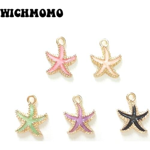 Fashion New 10pieces 18*14MM Zinc Alloy Drop Oil Starfish Charms Pendants For DIY Jewelry Bracelet Necklace Earrings Accessories