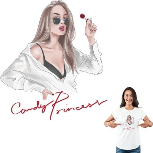 Parches en la ropa, camiseta de transferencia de plancha, parche para chica Diy, pegatina térmica de princesa dulce en la ropa
