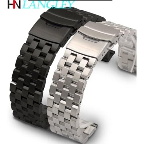 LANGLEY Watch Band Premium Solid Stainless Steel Watch Bracelet Straps Wristband 18mm 20mm 22mm 24mm 26mm